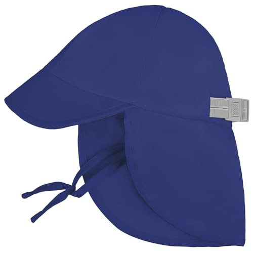 MHJY Baby Sun Hat Wide Brim Toddler Cap Infant Summer Hats UPF 50+ Sun Protective Bucket Hat with Neck Flap Sunhat for Girls Boys 0-24 months Blue