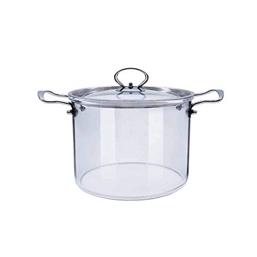 Juego de utensilios de cocina de vidrio con asa y agujero de vapor, cacerola de vidrio con tapa para cocina, 5 L