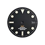 ATOMUSERLY Orologio opaco con quadrante GMT da 1 pezzo nero bianco verde blu rosso arancione testo bordo rosa oro for movimento NH34 NH35(Army green)