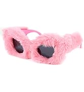 FEISEDY Women Plush Fuzzy Cat Eye Sunglasses Punk Soft Velvet Shades Ladies Handmade Party Masque...
