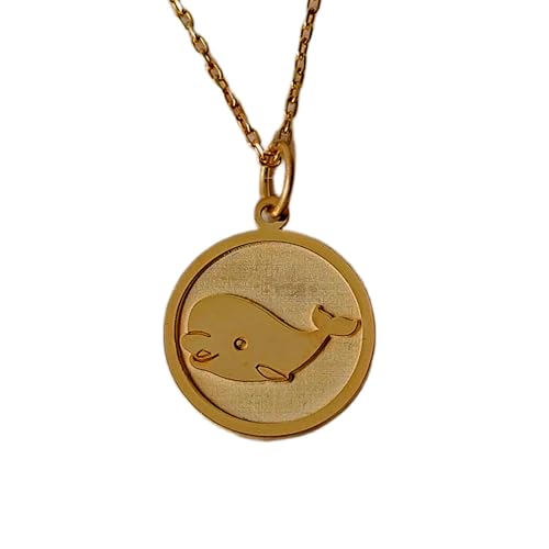 Pendentif béluga gravé en argent sterling plaqué or précieux