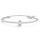 Lyniuoy Pulseras trenzadas chapadas en oro blanco de 18 quilates para mujer, pulseras ajustables para mujer, joyería minimalista para mujer, aniversario, día de la madre, Navidad, día de San Valentín