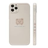 Ownest Compatible with iPhone 11 Pro Max Case Cute Painted Design Brown Bear with Cheeks for Women...