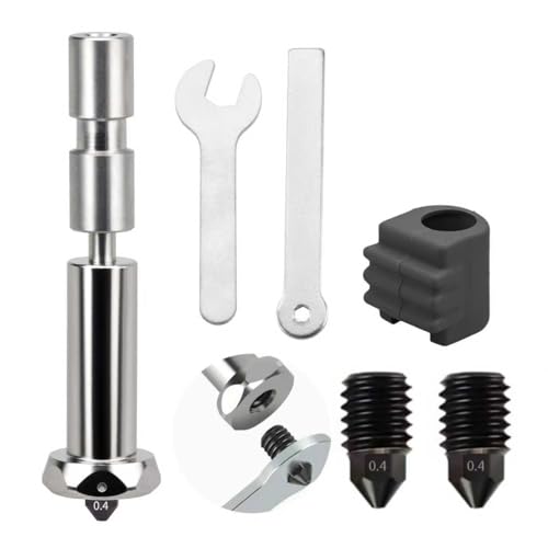 Upgraded Titanium Alloy Throat-Integrated Nozzle 0.4MM for Anycubic Kobra 3 Max Combo,with Extra 2pcs Hardened Steel 0.4mm Nozzles and 1 Silicon Sock, Quick-Swap High Flow High Speed Extruder Kit.