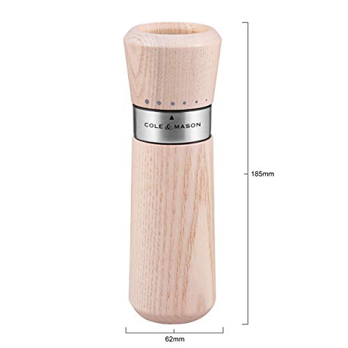 Cole & Mason H331907 Lyndhurst Salz und Pfeffermühle, 2er Set Manuell, Nordisches Weiß, Esche / Edelstahl, 185mm… - Image 4