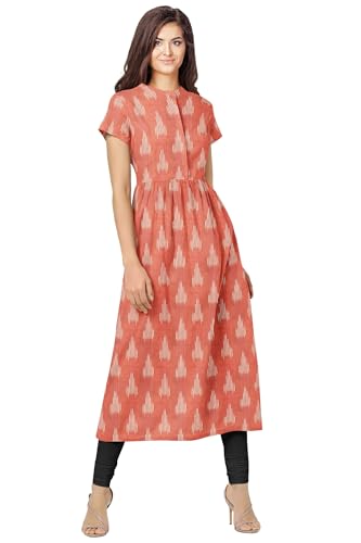 Image of Cotton Pochampally ikat unstitched blouse, Kurthi, long frock fabric material for women (1 meter, 2 meters & 3 meters)