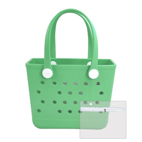 Juyeesm Small Rubber Beach Bags for Kids Waterproof Sandproof Rubber Tote Bags Pool Bag for Travel Boat Sport