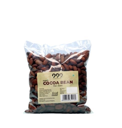 999 Chocolat Organic Raw Cocoa Beans 250g – Sun-Dried & Fermented | 100% Pure Cacao Seeds from Western Ghats | Hand-Sorted | Unsweetened | No Preservatives | Perfect For Chocolate Making – 250g