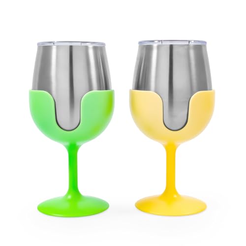 Camco Camping Wine Tumbler 2-Pack, 8 oz, Stainless Steel