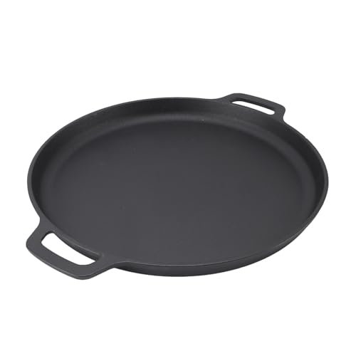 SIXRUN Verdickte Flache Pfannkuchenpfanne aus Gusseisen, Gleichmäßige Erwärmung, Multifunktional für die Küche, Antihaftbeschichteter Pfannkuchentopf mit Flachem für Kochbegeisterte (35cm)