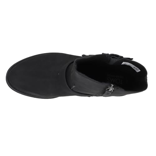 TOMS Womens Ionie Nubuck Leather Round Toe Zippered Motorcycle Casual Boots Ankle Low Heel 1-2" - Black4