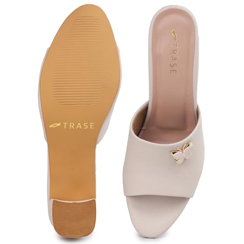 Image of TRASE Women's Slip-On Block Heels Sandals| Fashionable Sandals for Women & Girls | Light weight, Soft Footbed, Comfortable & Stylish - (47068)