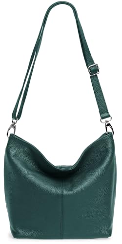Caspar Klassisch Elegante Leder Handtasche Damen Tasche mit verstellbarem Schultergurt - PREMIUM LINE - Modell No.803 - Made in Italy, Farbe:petrol, Accessoires:One Size