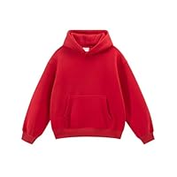 Spring&Gege Boys and Girls Oversized Fleece Pullover Hoodies Kids Soft Hooded Sweatshirts, Red, Size 11-12 Years