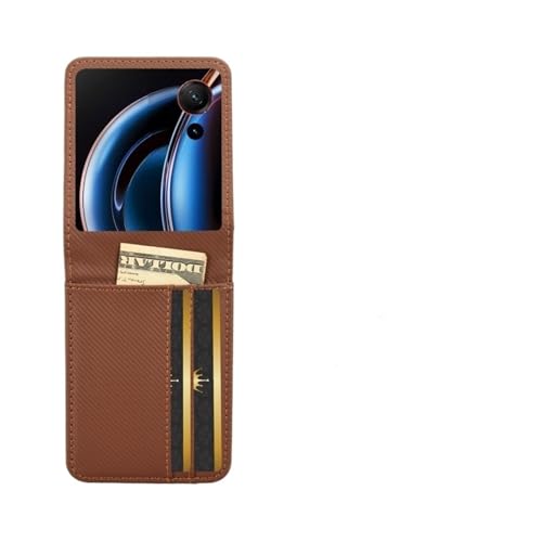 Étui Flip 3 5G premium effet fibre de carbone, portefeuille en cuir raffiné