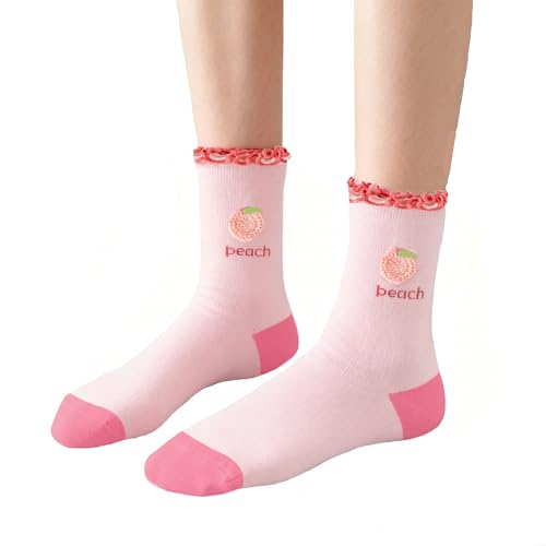Girls Socks Cute Fashion Funny Fruit Ruffle Women Crew Ankle Socks - Main Image