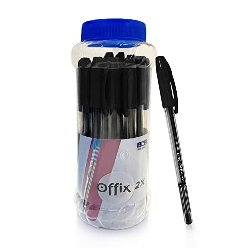 Image of Linc Ocean Classic Gel Pen, Black, 25 pcs & Linc Offix 2X Lightweight Ball Pen Jar