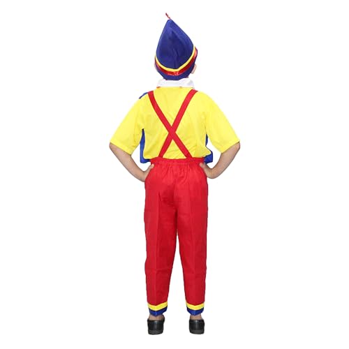 Image of Kaku Fancy Dresses Polyester Pinokeyo Cartoon Costume -Multicolour, 3-4 Years, For Boys