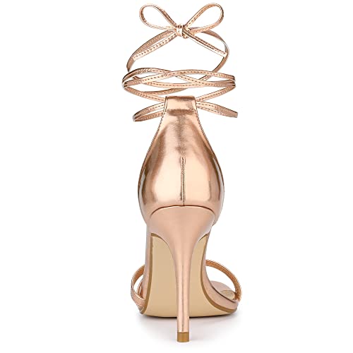Allegra K Women's Open Toe Lace Up Stiletto Heels Sandals4