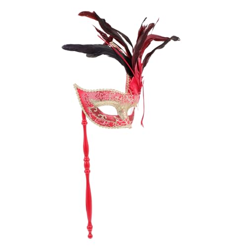 TINEASUR Plume Masquerade Mask Stick Halloween Costume Elegant Cosplay Accessory for Carnival Events for Photos and Fun Gatherings