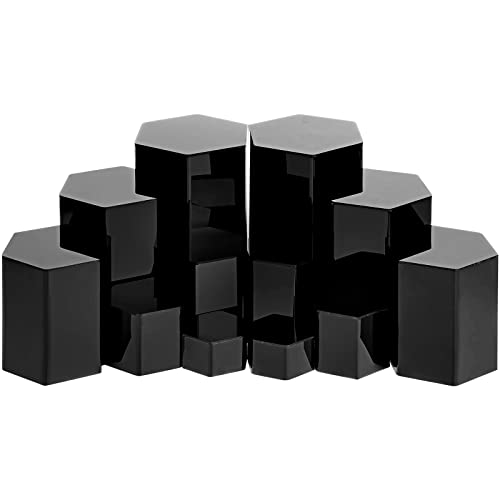 Hexagonal Jewelry Display Risers Hexagonal Display Riser Stands Acrylic Hexagonal Jewelry Showcase Acrylic Jewelry Display Stand Riser For Jewelry Display, 6 Sizes (Black, 12 Pieces) #TOP20