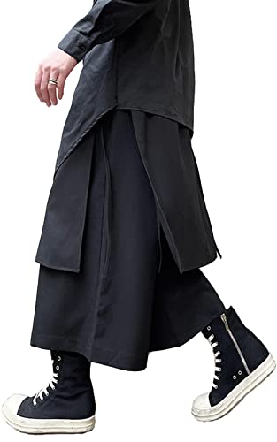 AITFINEISM Men's Casual Skirt Pants Loose Wide Leg Harem Pant Japanese Harajuku Kimono Trousers4
