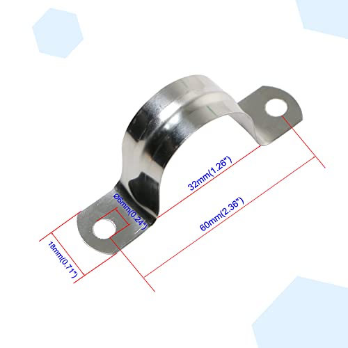 Ohamtes 20PCS 32mm(1-1/4") Pipe Band Clamps, 201 Stainless Steel Pipe Clamps, Two Hole Pipe Band Tension Clamps - Image 2