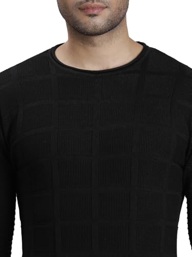 Pull en tricot noir homme col rond doux qui ne gratte pas - 5