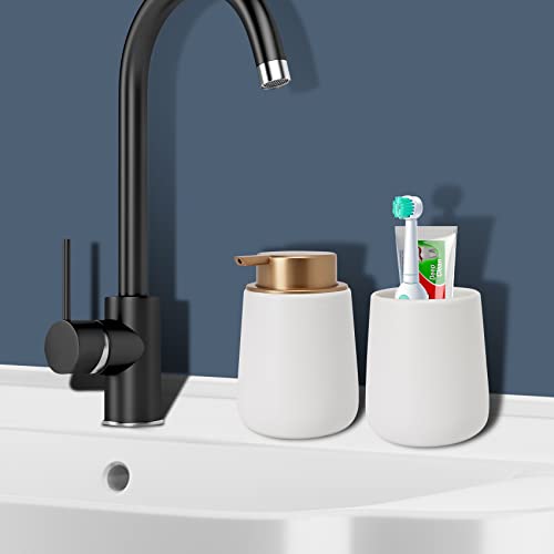 Image of Soap Foaming Dispenser Ceramic with Easy-to-Press Pump Hand Foam Dispenser for Shampoo Bathroom Kitchen 12 oz 2pcs