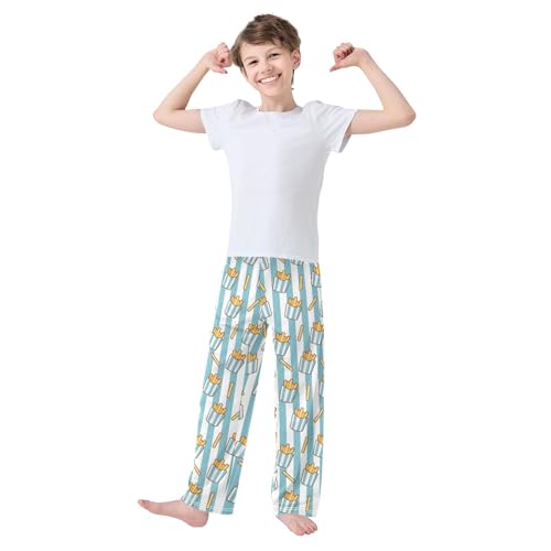 ALAZA French Fries Blue Striped Pajama Pants Long Sleep Pant Pajama Bottoms Elastic Waist with Pockets3