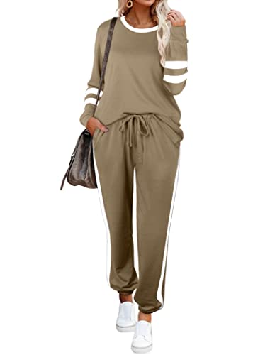 Image of Aloodor Sweatsuit for Women 2 Piece Outfits for Womens Crewneck Sweatshirts Pullover