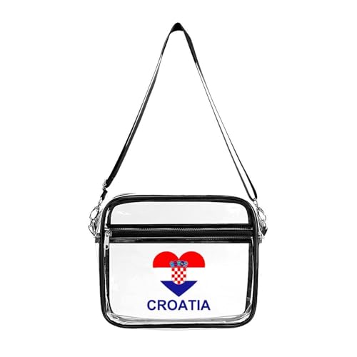 Love Croatia Large Crossbody Bag Clear Stadium Bag Anti-Theft Side Shoulder Bags Messenger Bag with 2 Compartments