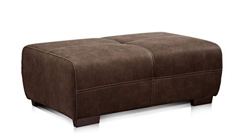 Cavadore Hocker Mavericco / Brauner Polsterhocker in Lederoptik / Industrial Style / Passend zu Big Sofa und Ecksofa Mavericco / 108 x 71 x 41 cm (BxHXT) / Mikrofaser Braun