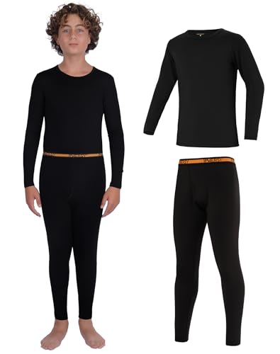 INNERSY Camiseta Termica Niño Manga Larga Negro Mallas Termicas Futbol Ropa Interior Invierno Ligero (10-11 Años, Negro)