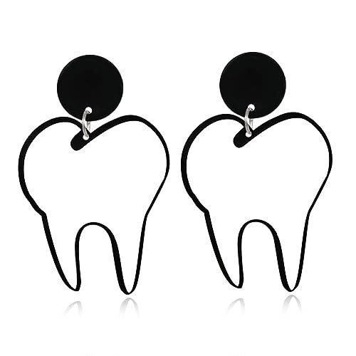 Funny Dental Creative Cute Big Teeth Earrings Exaggerated Handmade Tooth Model Medical Hygienist Dentist Gift for Dental Student Dental Assistant