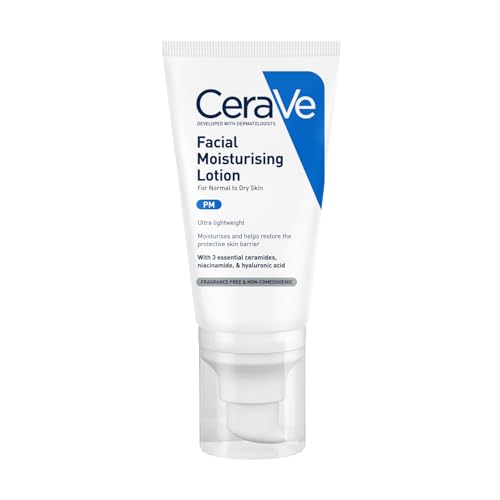 Image of CeraVe PM Facial Moisturizing Lotion For Normal To Dry Skin (52ml) - Formulated With 3 Essential Ceramides, Niacinamide And Hyaluronic Acid | Ultra Lightweight Night Cream
