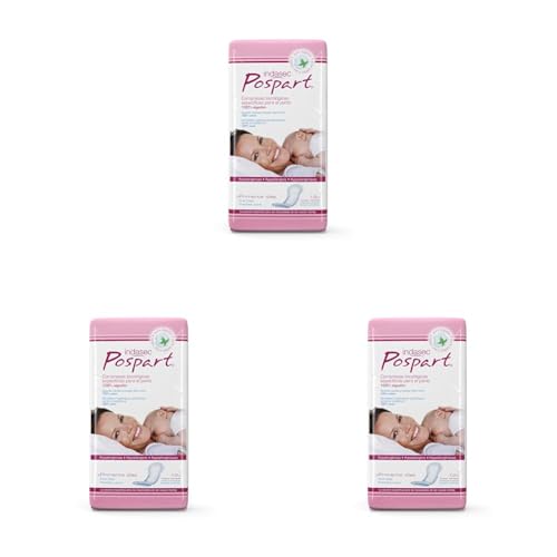 Indasec Pospart Compresas Tocológicas Algodón - 12 Unidades (Paquete de 3)