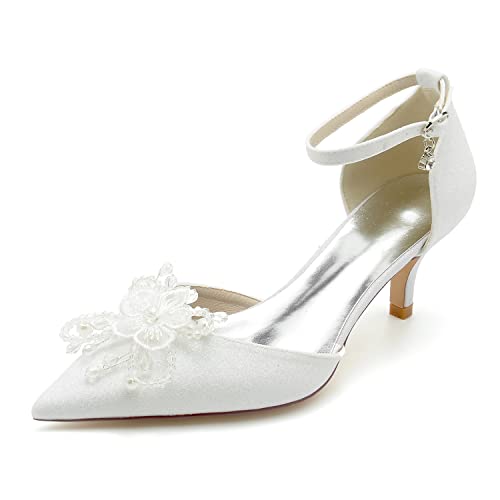 Chaussures de mariée escarpins bout fermé blancs 40 célébration romantique et bal de promo