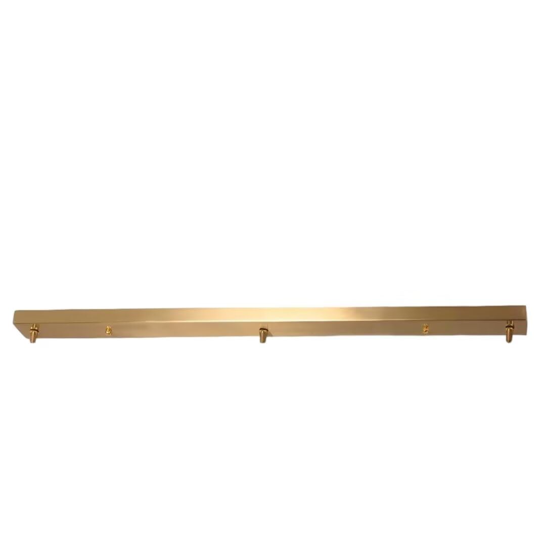 AstrizLamp Gold 3 Way Ceiling Rose 50cm Rectangular 3 Hole Canopy Iron Finish Powder Chassis Multi Outle Pendant Light Fitting Plate Canopy Kit for Ceiling Lights, Hanging Fixture All Lamps