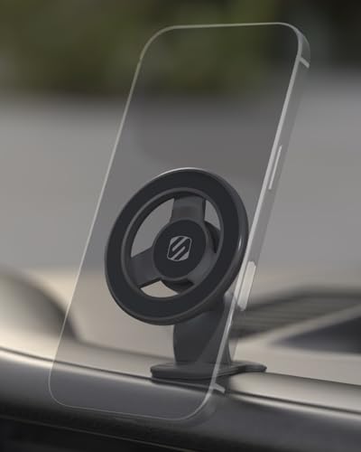 Scosche MagSafe Car Mount Magnetic Dashboard Phone Holder for Car with 3M Adhesive Base Strong Magnet Hold 360 Rotatable Cell Phone Car Mount for iPhone 17/16/15/14/13/12 Includes Magnetic Ring