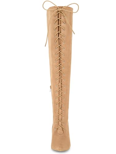 Allegra K Women's Thigh High Boots Lace Up Stiletto Heel Over Knee High Boots2