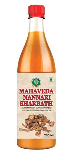 Mahatreya Herbals Mahaveda Nannari Sharbath Syrup I Sarasaparilla I Narunandi I Pure and Natural coolant I Hemidus Indicus - 750ml