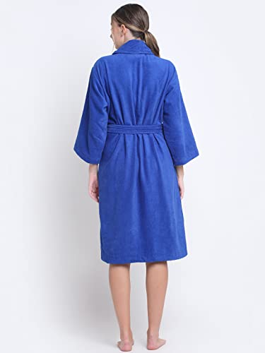Image of CREEVA Luxury 100% Cotton Bathrobe for Men & Women | Super Soft Velour | Shawl Collar | Highly Absorbent | Ideal for Spa, Shower, Gym, Travel & Gifting