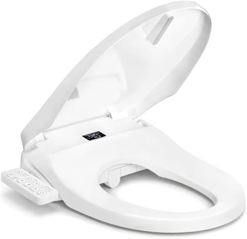 Image of Electric Bidet Toilet Seat Elongated, Heated Smart Toilet Seat Side Control