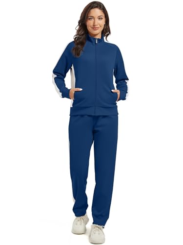 Women's Full Zip-Up Tracksuit Set Long Sleeve Casual Jogging Suits Workout Gym 2 Piece Outfits with Pockets2