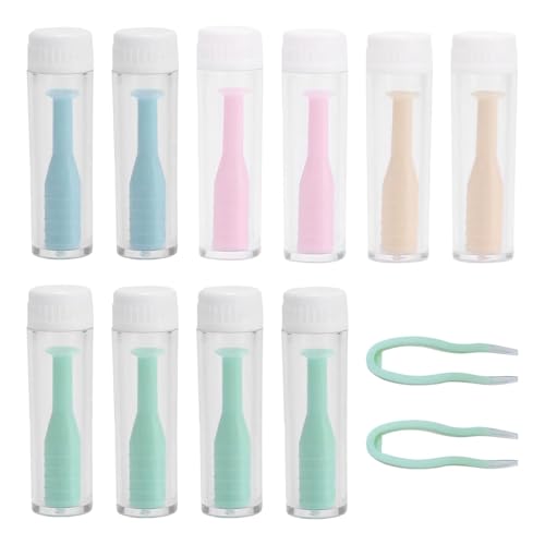 10 Piezas Ventosa para Lentes de Contacto, Removedor de Lentes de Contacto con Botella y Pinzas Ventosa para Lente Duros Herramienta de Extracción Lentillas para Uso Diario y Viaje