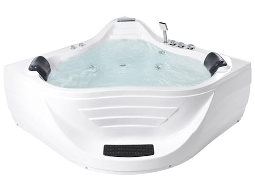 Luxus Whirlwanne Eckbadewanne Spa weiß große Wanne mit Massage 220 x 160 cm Cartagena