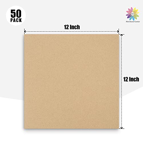 Image of Mat Board Center, 50 Corrugated Cardboard Sheets 12x12 Inches Flat Card Board Inserts for Packing, Shipping, Mailing, DIY Crafts