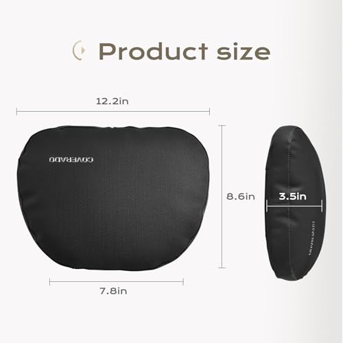 Image of Coverado Car Headrest Pillow Soft Memory Foam Car Neck Support Pillow with Adjustable Strap, Relax Head Muscles Relieve Driving Fatigue, Breathable & Removable Cover
