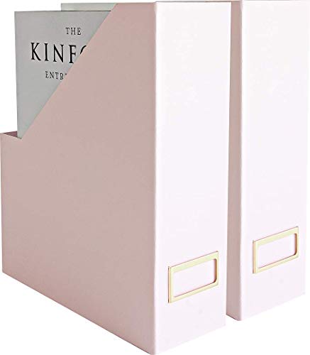 Blu Monaco Foldable Pink Magazine Holder with Gold Label Holder - Set of